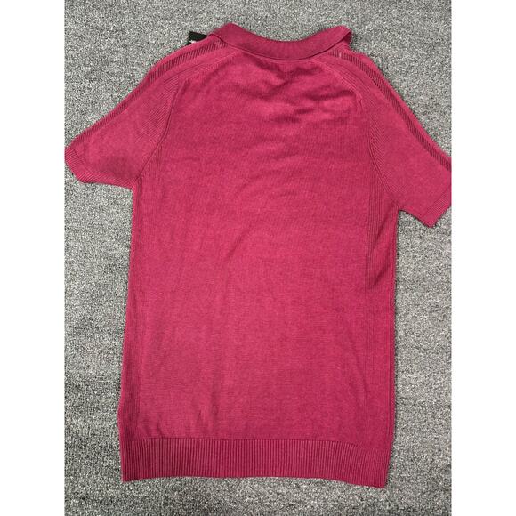 Maniere De Voir Polo Shirt Men's Size M White Border Stripe  Burgundy NEW - Picture 2 of 7